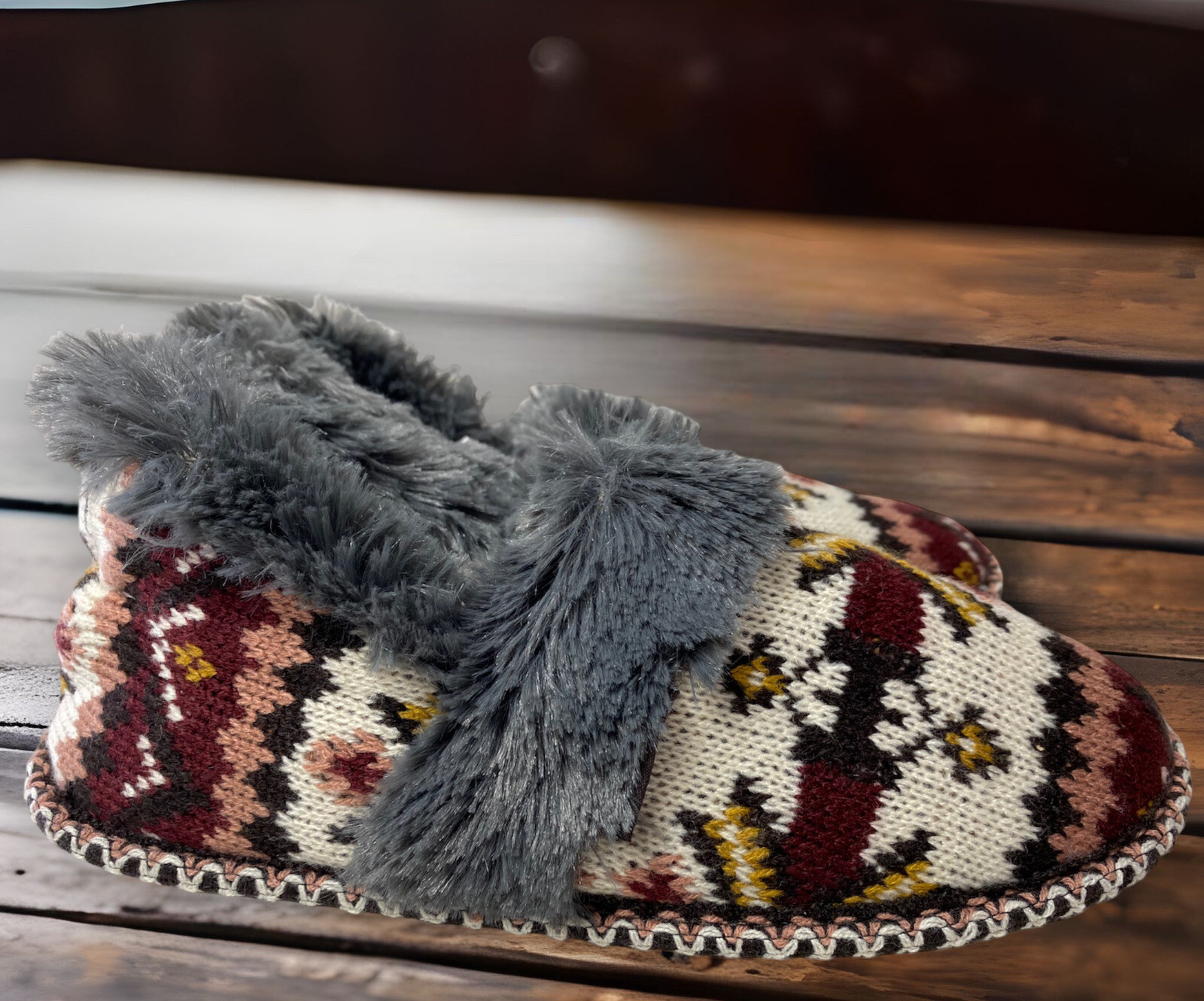 SAOLA Pantofole Muk Luks Fair Isle Magalie suola rigida M 7 8 per interni esterni facili da spegnere