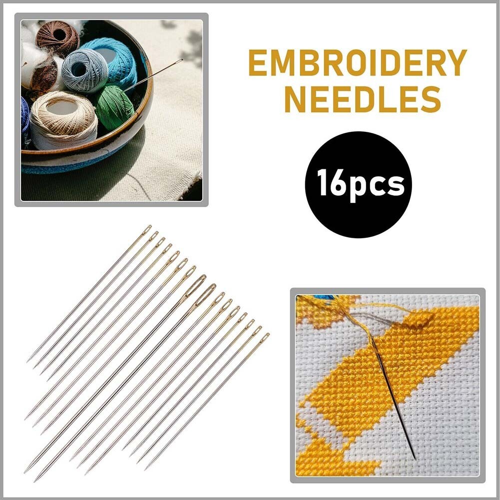 16pcs Hand Sewing Needles Easy Thread Needles for Leather Silk and More ...