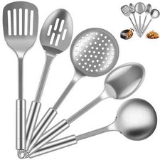 5Pcs Kitchen Cooking Utensils Set Stainless Steel Spoons & Spatula Set Brand New