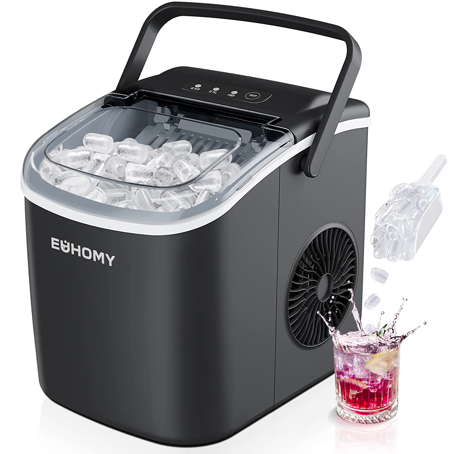 Portable Ice Maker with Handle - 26Lbs/24H, 6-Minute Ice Cubes, Auto-Cleaning-image