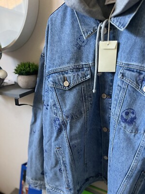 ジャケット・アウター WHIMSY 21AW VANDALISM JACKET WMS-C-008 L Vintage 80s Acid Wash Denim Neon Zip / Cinch Waist Long Jacket