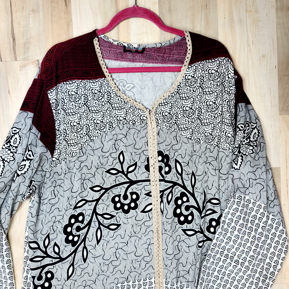 Pretty Lightweight Plus 4X Crochet Trimmed Black Red Maxi Dress Long