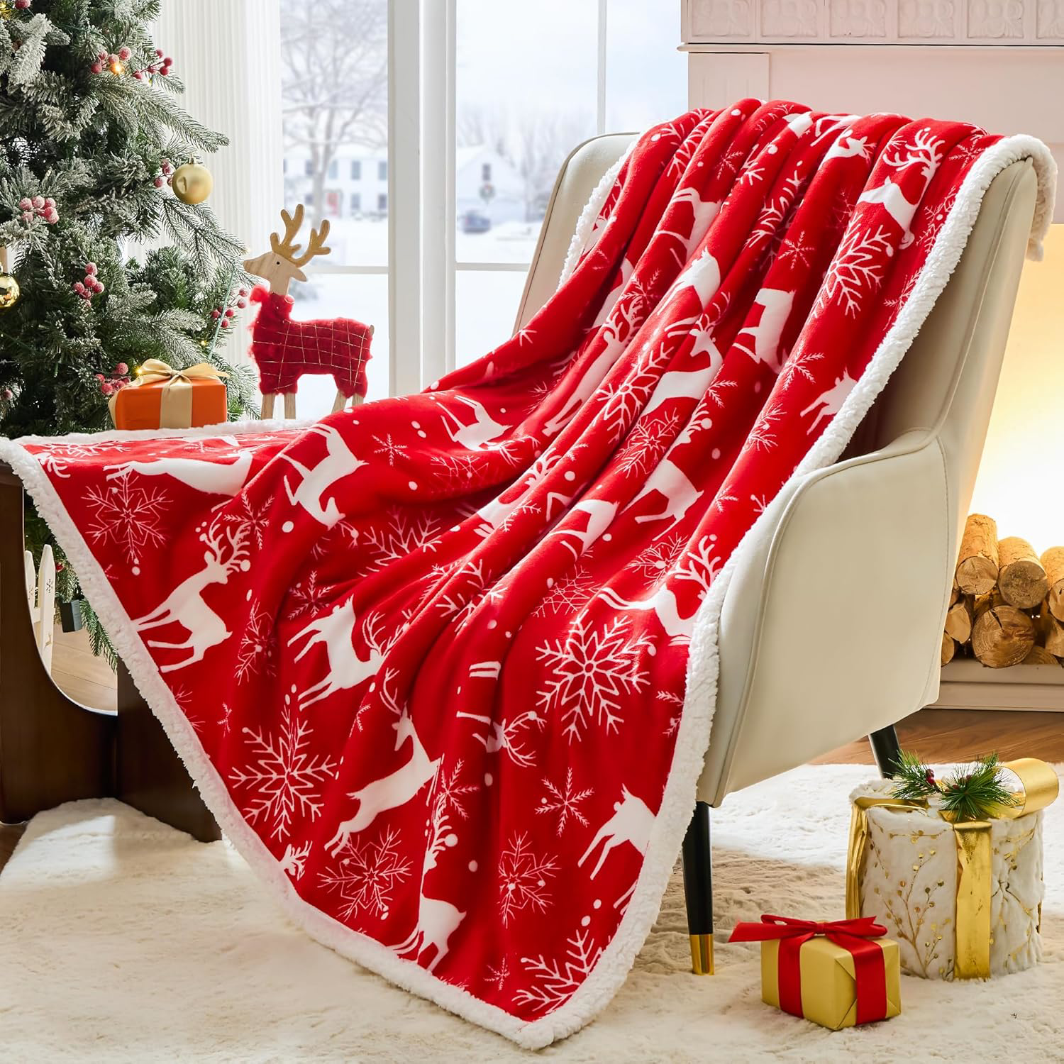 Cozy Christmas Sherpa Fleece Blanket 50