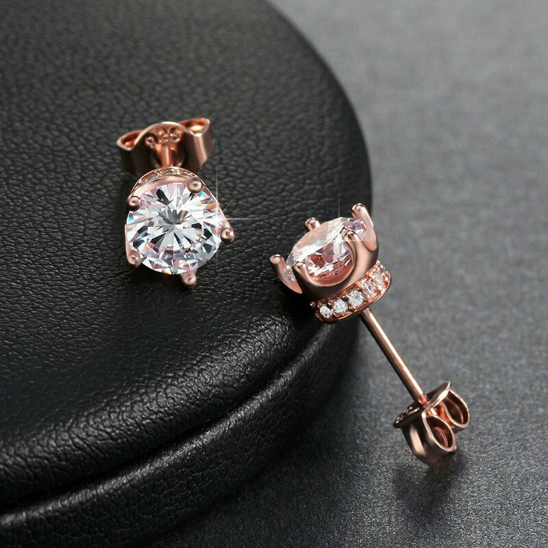 Orecchini A Perno Tondi In Argento 925 Con Zirconi CZ – 5mm E 6mm