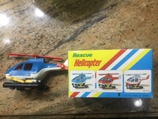 Wind Up Helicopter In Box Taiwan vtg Plastic Vtg Wheels and blade moves