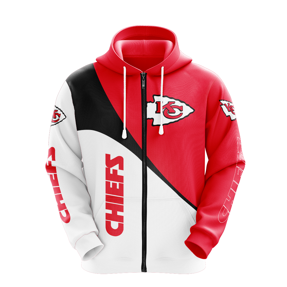 Kansas City Chiefs Men Hooded Zipper Hoodie Sports Sweatshirts Jacket