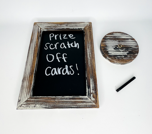 Rectangular Torched Wood Frame Set of 3 Tabletop Chalkboard Sign with round base - Picture 6 of 10