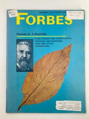 VTG Forbes Magazine December 1 1971 Tobacco Leaf Founder R. J. Reynolds