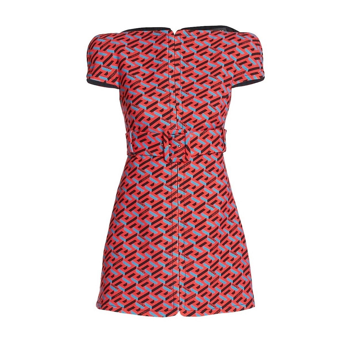 VERSACE 1A01805 Twill Mini Dress La Greca Print Monogram Logo