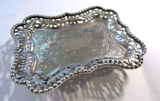 HUNG CHONG 1860-1930 CANTON / SHANGHEI HALLMARKED SILVER PIN / TRINKET DISH