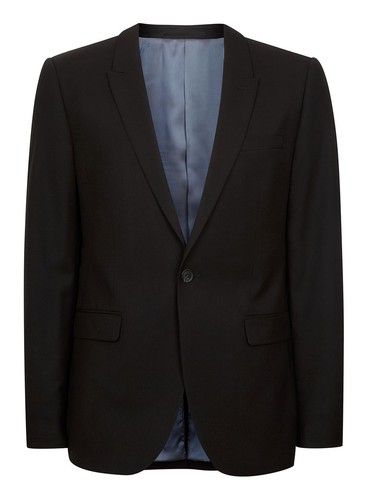 $280 NWOT TOPMAN MENS ULTRA SKINNY BLACK SPORT SUIT COAT JACKET SIZE 44R - 第 1/2 張圖片