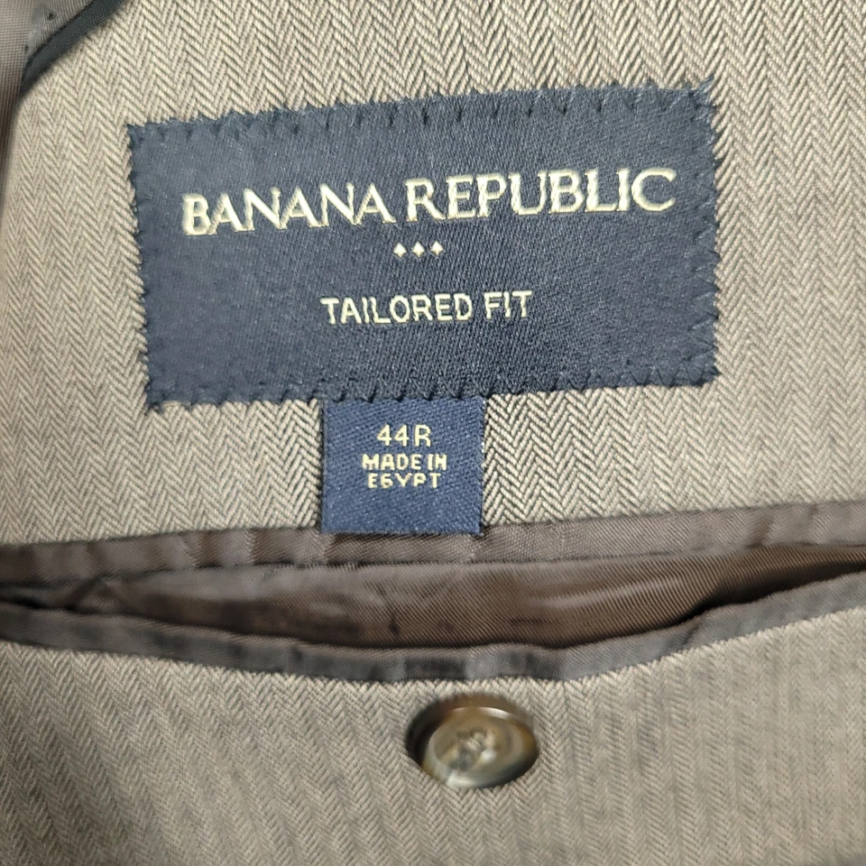 Banana Republic Tailored Fit Men's 44R (41) Blazer Coat Brown Herringbone REPAIR - Image 3 of 4