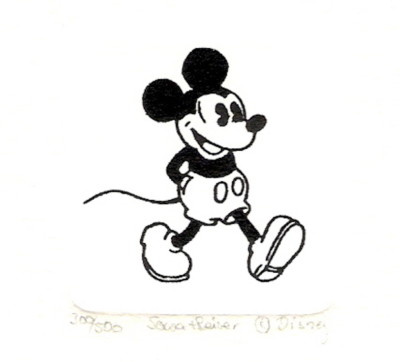 MICKEY MOUSE BLACK AND WHITE HAND PAINTED LTD ED ETCHING | eBay