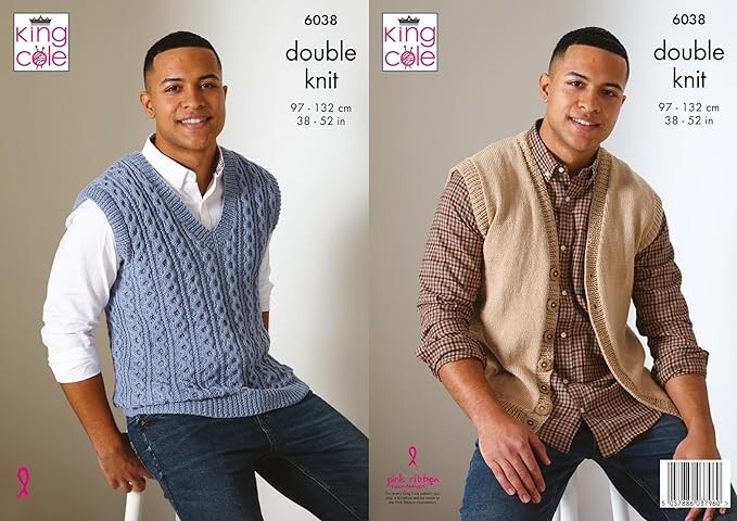 Waistcoat and Sweater Vest in King Cole Cottonsoft DK (6038) - Image 3