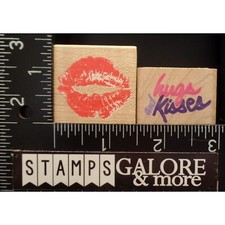 RUBBER STAMPEDE RUBBER STAMPS SET 2 HUGS KISSES KISS LIPS LOVE VALENTINES 228