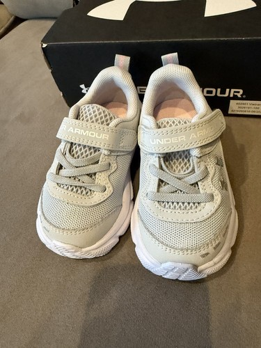 New baby Under Armour Shoes GINF Assert 10AC Little Girls' 5K Gray/Pink sneakers - Picture 3 of 6