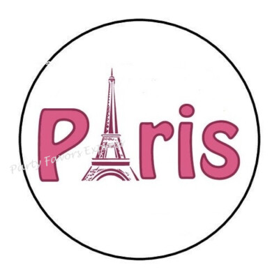 2cm 32x Sticker Decal Letter Post Paris Eiffel Tower Pink Round R1915