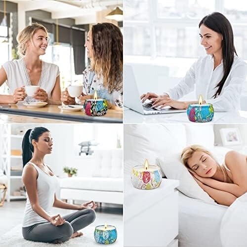Duftkerzen Sets für Frauen Aromatherapie Kerze 4 Stück 4,4 Unzen Sojawachs Lavendel - Bild 4 von 8