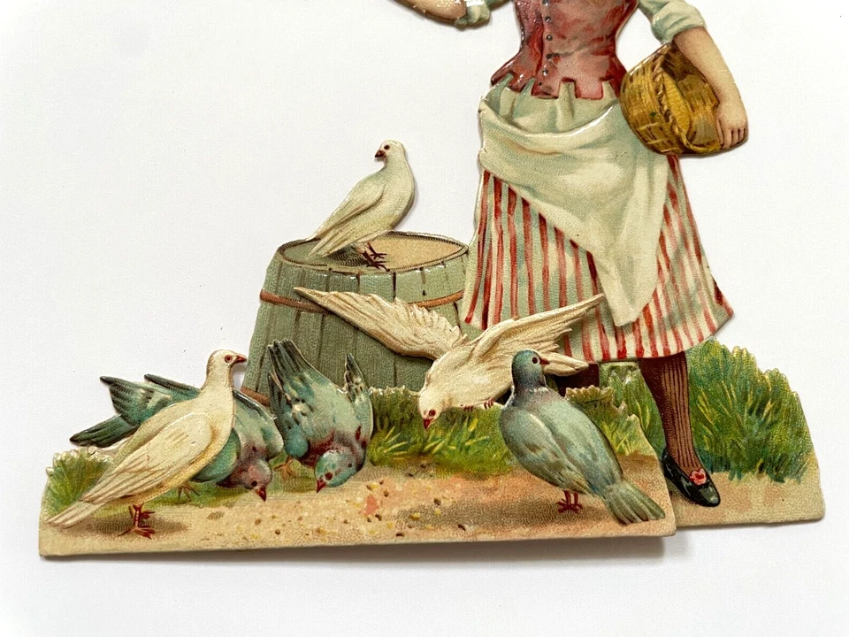 Precioso troquelado 3D vintage "TUCK" con palomas suspendidas por alambre * Foto 2 de 4