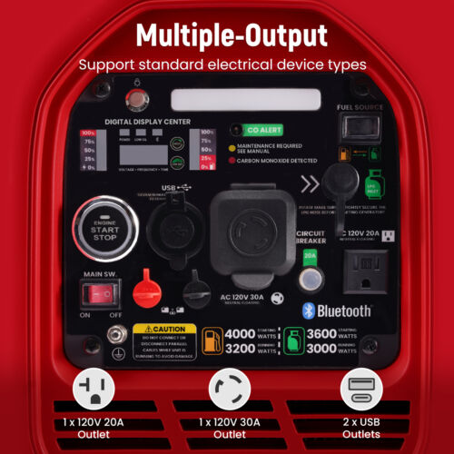4000watt Portable Dual Fuel Generator Inverter LPG/Gas Bluetooth Start Quiet - Picture 9 of 12