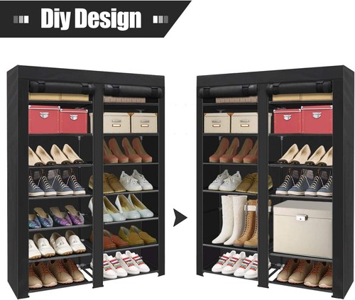 ERONE Shoe Rack Storage Organize, 28 Pairs Portable Double Row with Nonwoven Fab - Picture 7 of 8