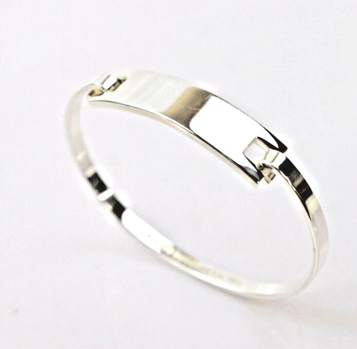 Tiffany & Co. Sterling Silver Modern Rectangle Band ID Bangle Bracelet