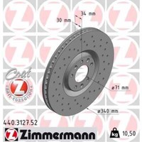Zimmermann 2X Bremsscheibe Vorne Ø340 Mm InnenbelüFtet Gelocht FüR CitroëN DS5