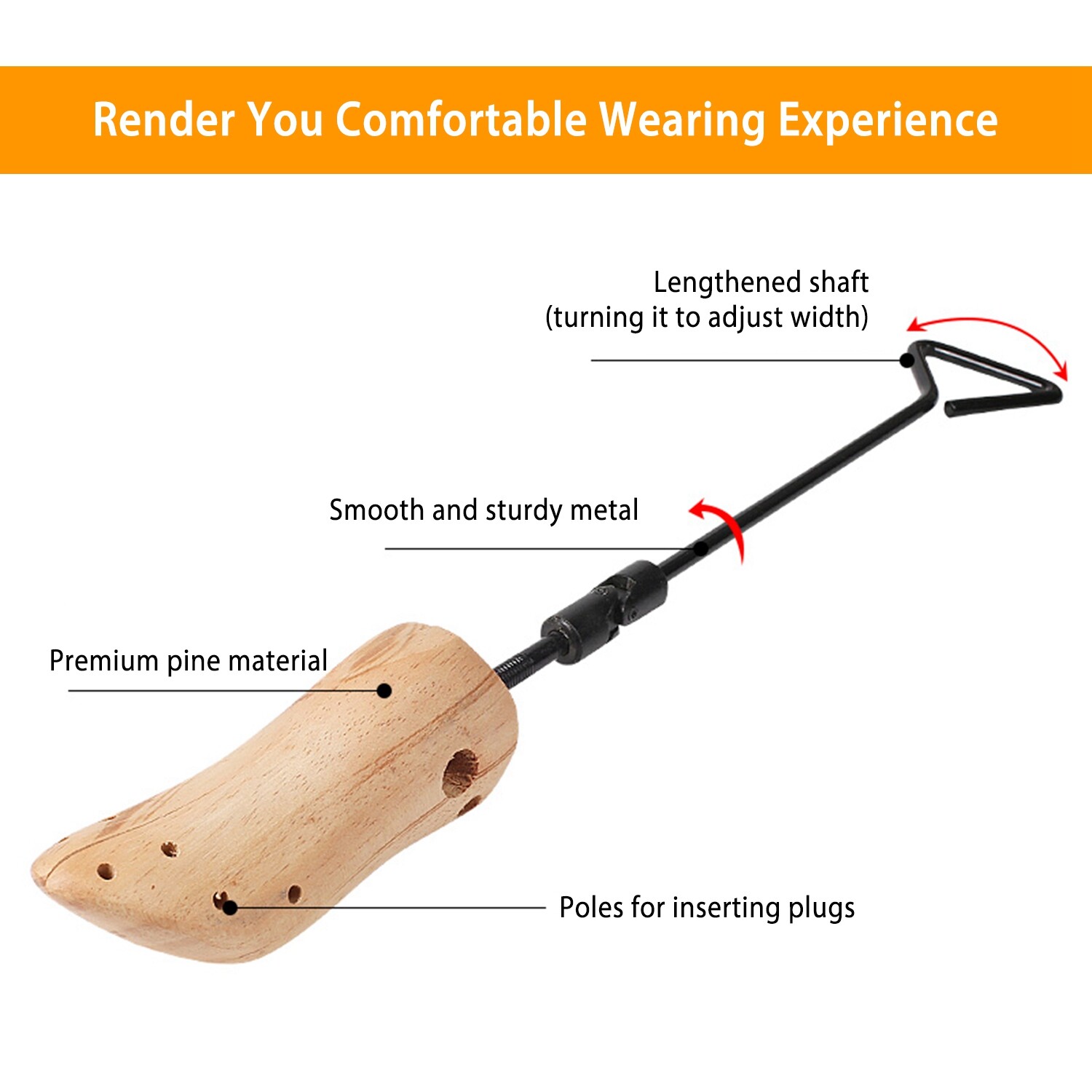 2PCS Boot Stretcher Adjustable Shoe Expander Shaper Wooden Boot Widener ...