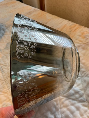 Vintage Silver Fade Scroll Design Glass Chip and Dip Bowls Dorothy Thorpe Style - Picture 11 of 15