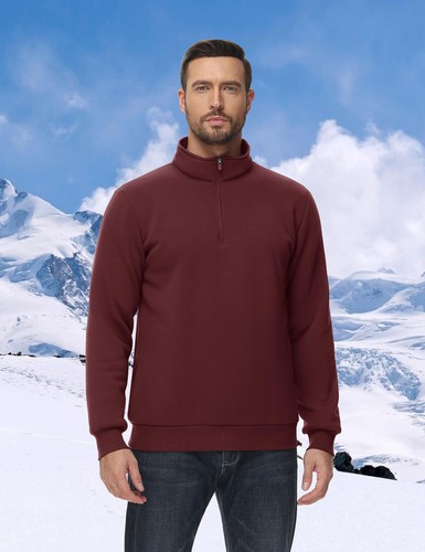 Herren 1/4 Zip Sweatshirt Sherpa gefüttert Fleecepullover schwerer Winterpullover - Bild 47 von 69