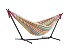 Vivere Double Cotton Hammock with Space Saving Stand and Carry Bag - Salsa