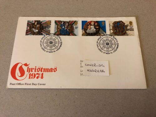 GB FDC 1974 Christmas Spec H/S Typed Address  - Photo 1 sur 4