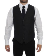 DOLCE & GABBANA Gray Wool Silk Dress Vest Gilet Weste IT48 / US38 / M RRP $500 