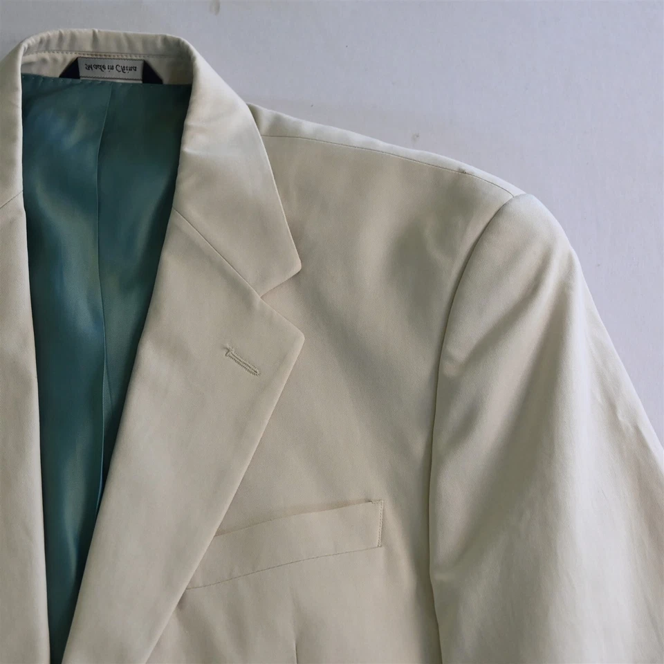 Blazer Abrigo Deportivo Chaqueta Alan River 42R Seda Algodón Beige Caqui Para Hombre Foto 2 de 4