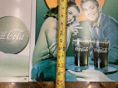 (2) Coke-Cola Repo Tin Signs: Young Couple & Yes Wet Suit 12.5” x 16” Signs - Picture 6 of 8