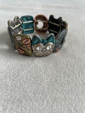 Owl Wisdom Themed Multicolor Stretch Bracelet Mixed Metal Accents  Engraving