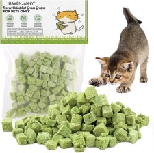 Freeze Dried Cat Grass Treats 60g Chicken 2 Ingredient Hairball/Teeth Clean Cats