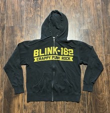 Y2K Blink 182 San Diego Black Zip Up Hoodie Crappy Punk Rock Mens Medium