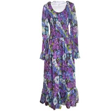 Vintage 1970s Jack Bryan Floral Maxi Dress Smocked Prairie Boho Cottagecore