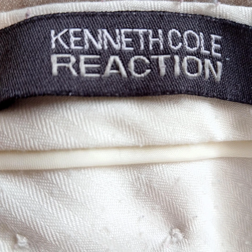 Pantalones de vestir Kenneth Cole Reaction para hombre 38x34 beige frente plano pantalones calce clásico Foto 4 de 4