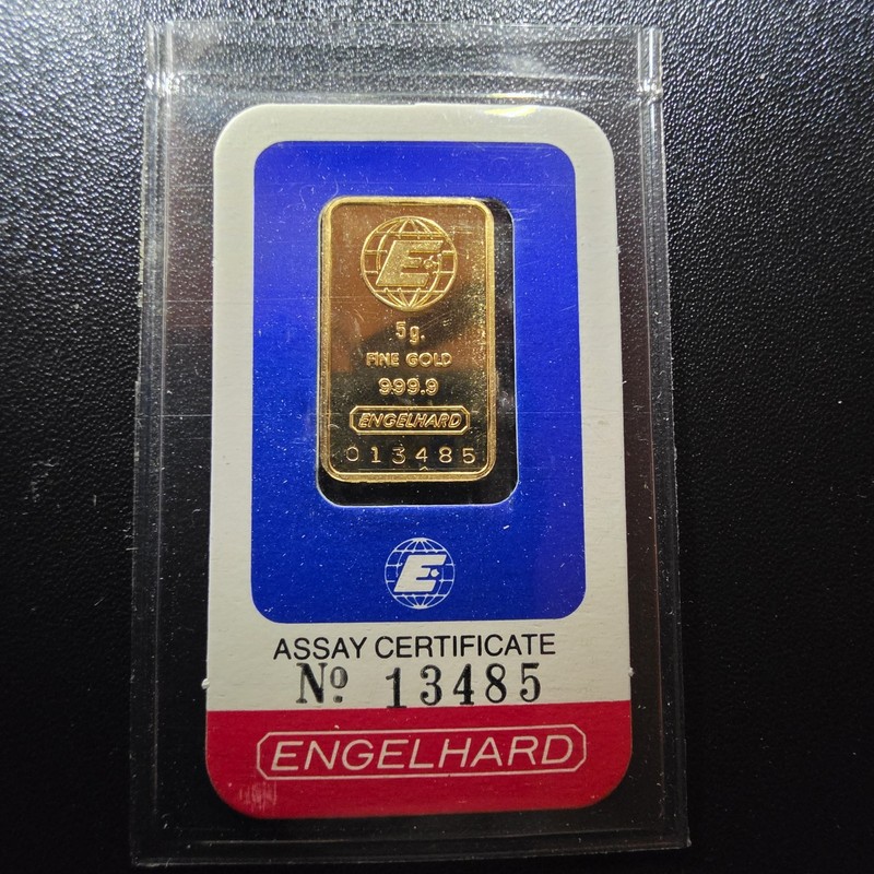 5 gram Gold Bar - Engelhard (In sealed Assay) No. 13485