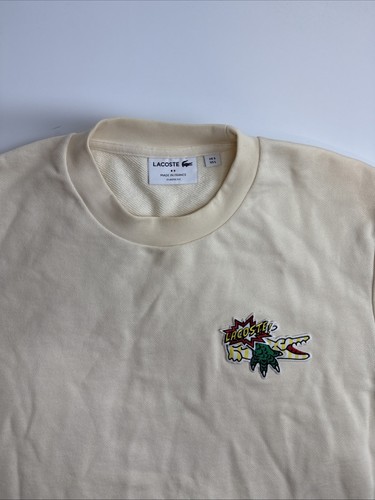 Lacoste Felpa Girocollo Uomo Crema Avorio Gator Patch Taglia Large - Foto 2 di 7