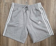 Adidas Essentials 3-Stripes Gray 8" Fleece Shorts Mens Large