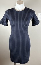 Banana Republic Navy Blue White Pin Stripe Stretch Sheath Dress 00 Petite