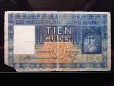 Netherlands 10 Gulden 1939 P49 Dutch Nederlandsche Bank Money i4c3976