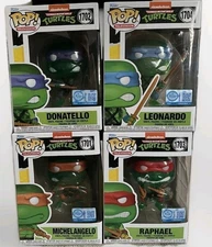Teenage Mutant Ninja Turtles Translucent Funko Pop Lot Of 4 W/P & Wall Shelf
