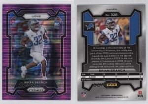 2023 Panini Prizm Rookies Purple Pulsar Prizm Brian Branch #328 Rookie RC