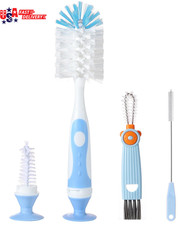 5-In-1 Baby Bottle Cleaner Set, Including Nylon Silicone Bottle Brush, Cap, St