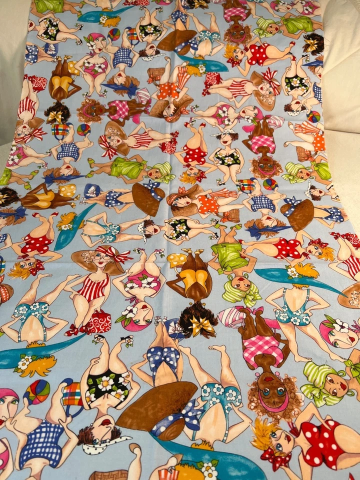 Tela - RARO Vintage 2005 Loralie Harris Design Bathing Beauties 32,5 L x 19,5 W Foto 4 de 4