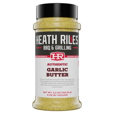 Heath Riles BBQ Rub Garlic Butter Seasoning, Champion Pitmaster Recipe, 8 oz.
